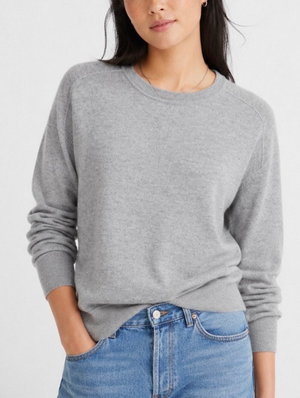 Madewell 100% Merino Wool Crewneck Pullover Sweater Gray XS Minimalist